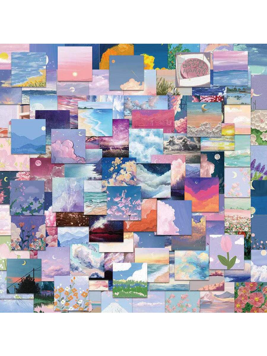 106入組山水圖案貼紙 - 彩色 - 查看 1