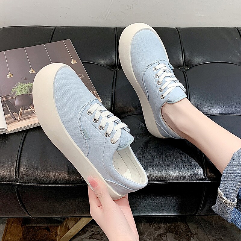 

Lace Up Front Canvas Shoes, Baby blue