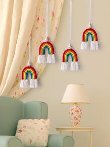 1 件编织彩虹壁挂，流苏装饰彩虹挂饰，适用于家居装饰、家居装饰、房间装饰、墙壁装饰 - 彩色 - 查看 2