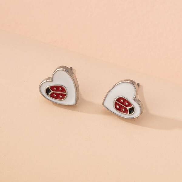 

Heart Stud Earrings, Multicolor