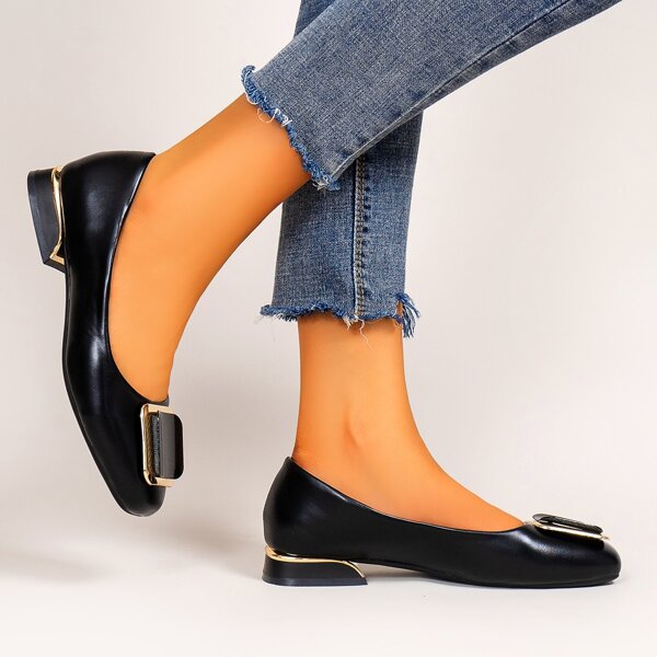 

Square Decor Slip On Flats, Black