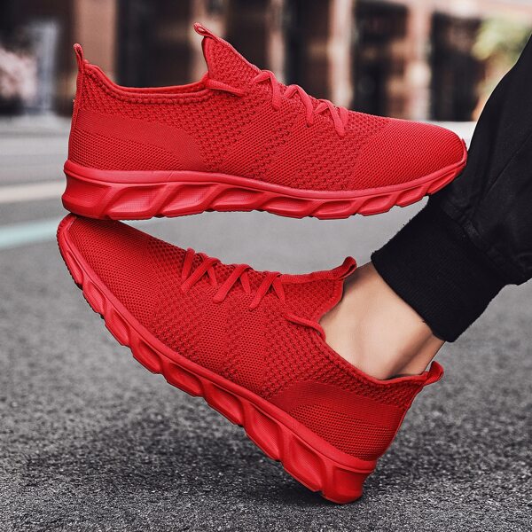 

Men Minimalist Lace Up Decor Sports Shoes, Red