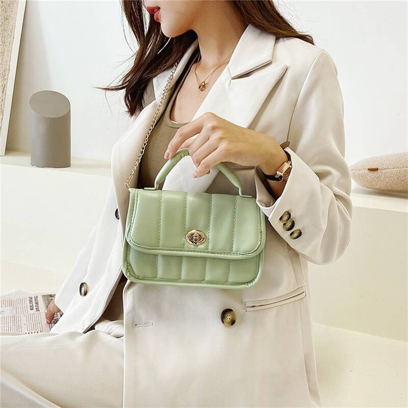 

Turn Lock Flap Satchel Bag, Green