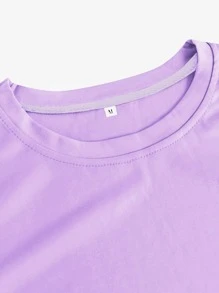 Manfinity Homme 2 paquetes de camisetas cuello redondo sólidas para hombres - Púrpura malva - Ver 3