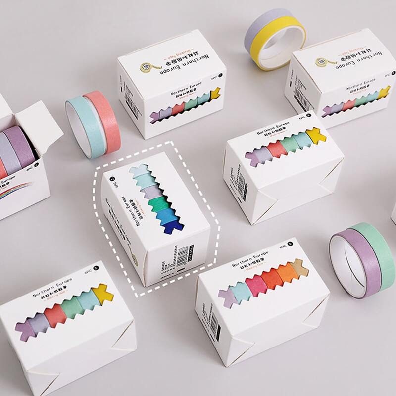 

6rolls Plain Washi Tape, Multicolor