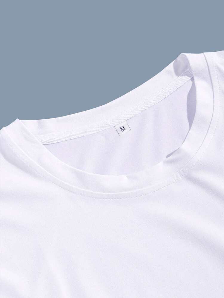 Manfinity Homme Paquete de 2 camisetas de cuello redondo sólidas para hombres - Multicolor - Añade 4