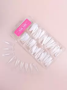 Eleve su estilo con 100 piezas en caja transparente molde de resina extensión de plástico uñas postizas es adecuado para mujeres y niñas - transparente - Ver 1