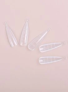 Eleve su estilo con 100 piezas en caja transparente molde de resina extensión de plástico uñas postizas es adecuado para mujeres y niñas - transparente - Ver 3