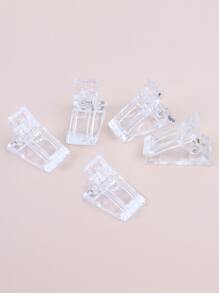 5入透明水晶美甲夾樹脂固定工具，適用於穿戴式甲片DIY美甲沙龍用品 - 無色 - 查看 2