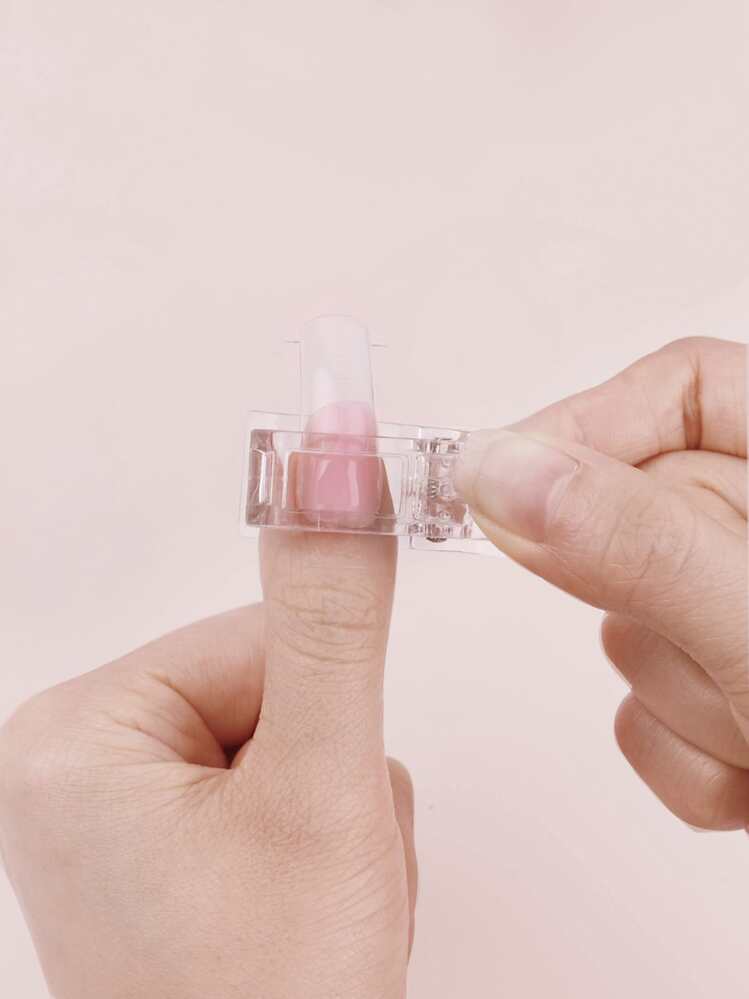 5个透明水晶指甲夹树脂固定工具，适用于按压式美甲DIY美甲沙龙用品 - 無色 - 查看 3