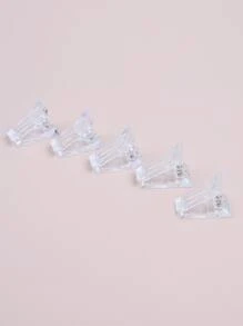 5入透明水晶美甲夾樹脂固定工具，適用於穿戴式甲片DIY美甲沙龍用品 - 無色 - 查看 4