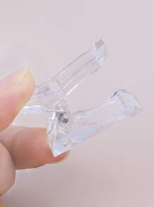 5入透明水晶美甲夾樹脂固定工具，適用於穿戴式甲片DIY美甲沙龍用品 - 無色 - 查看 5