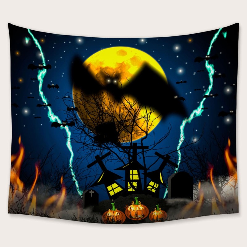 

Halloween Pattern Tapestry, Black and white