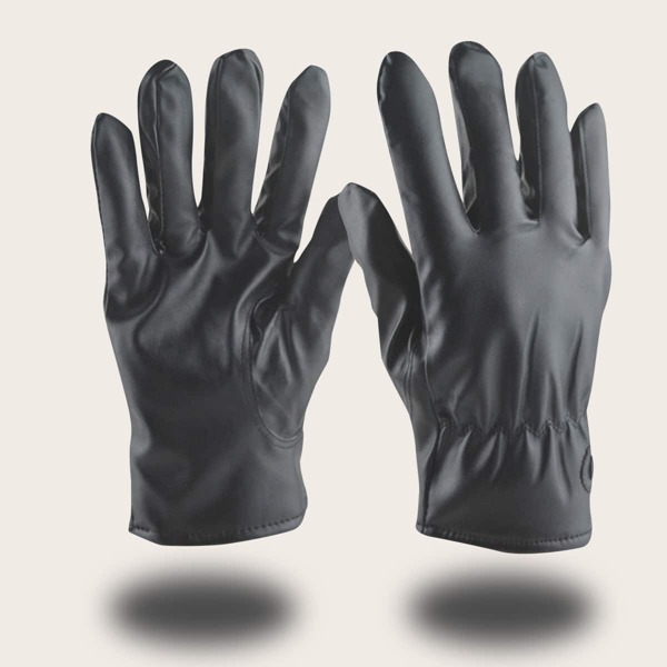 

1pair PU Leather Gloves, Black