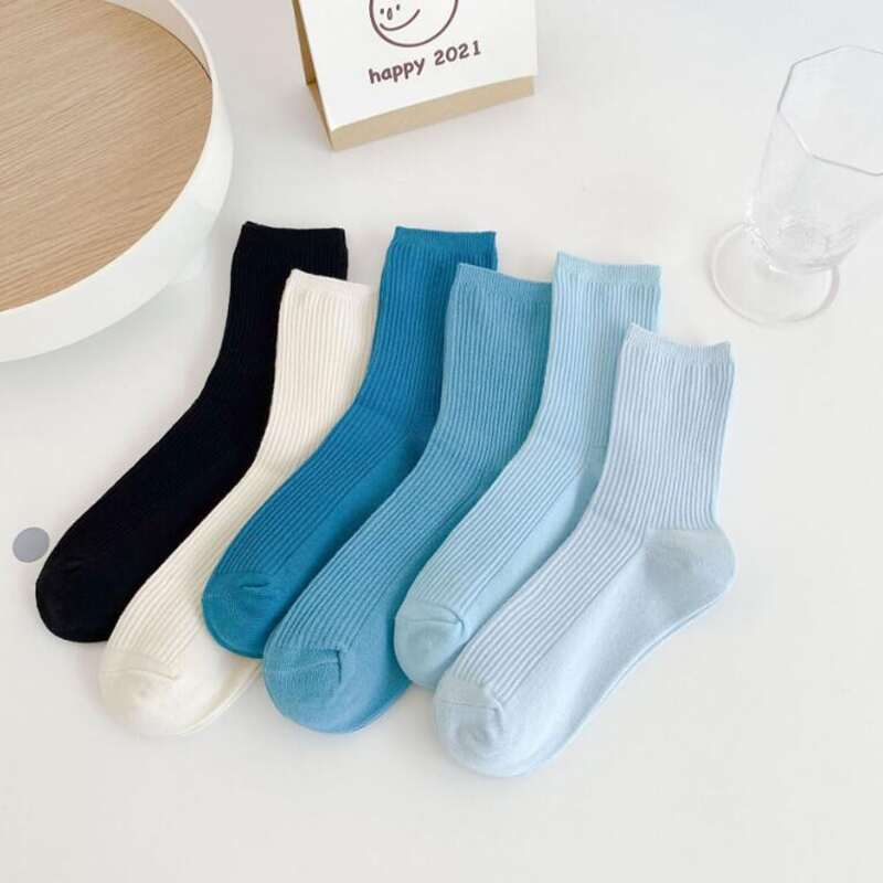 

6pairs Plain Crew Socks, Multicolor
