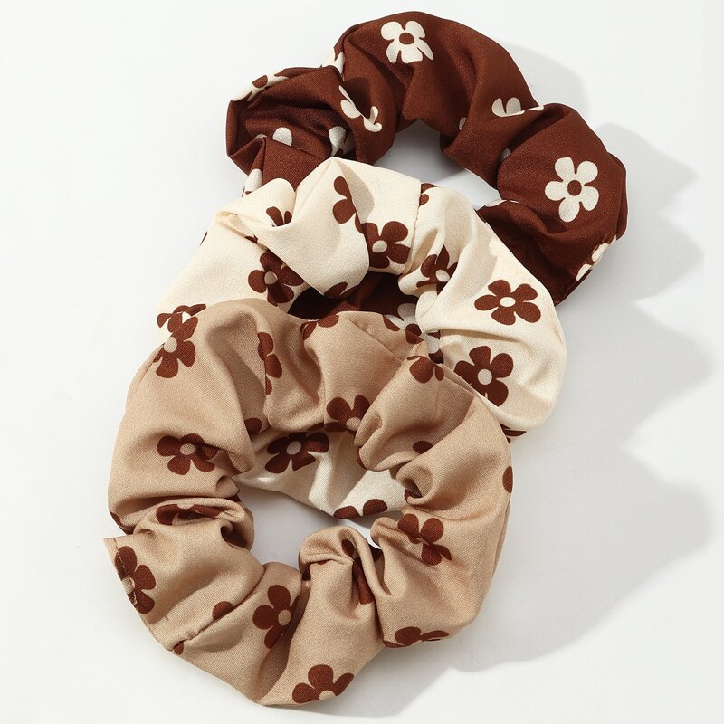 

3pcs Flower Print Scrunchie, Multicolor
