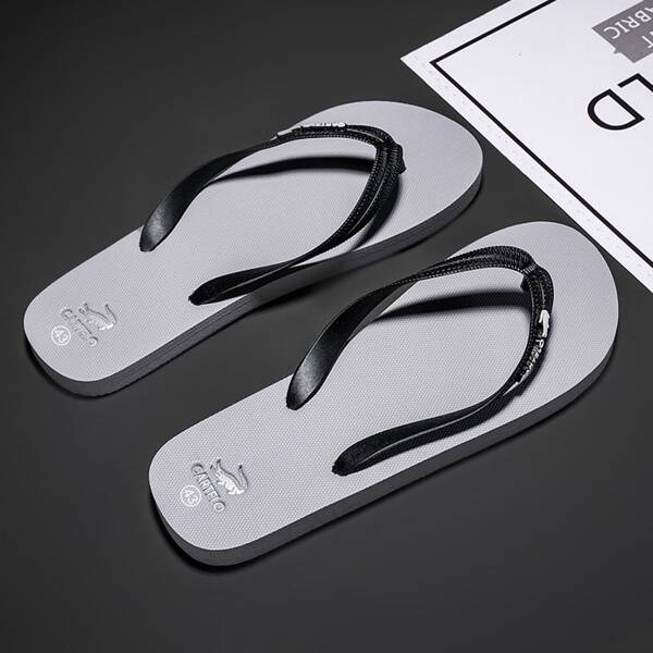

Men Metal Decor Flip-Flops, Grey