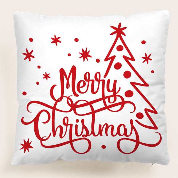 

Christmas Tree Cushion Cover Without Filler, Red