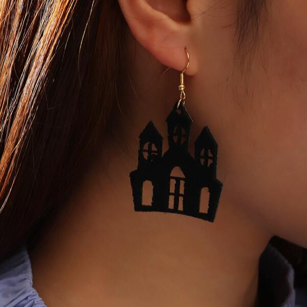 

Halloween Castle Drop Earrings, Black