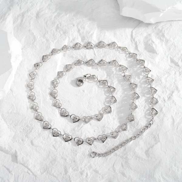 

Heart Decor Necklace, Silver
