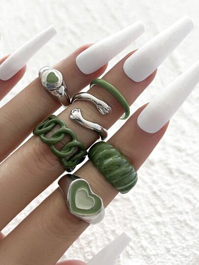 6шт Кольцо с сердечком - Топ-100 товаров на SHEIN