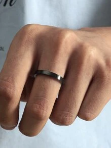 Nhẫn hợp kim tối giản thời trang và phổ biến dành cho nam giới làm quà tặng trang sức và tạo nên vẻ ngoài phong cách - màu đen - Xem 1