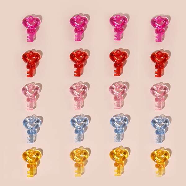 

20pcs Heart Key DIY Jewelry Accessory, Multicolor