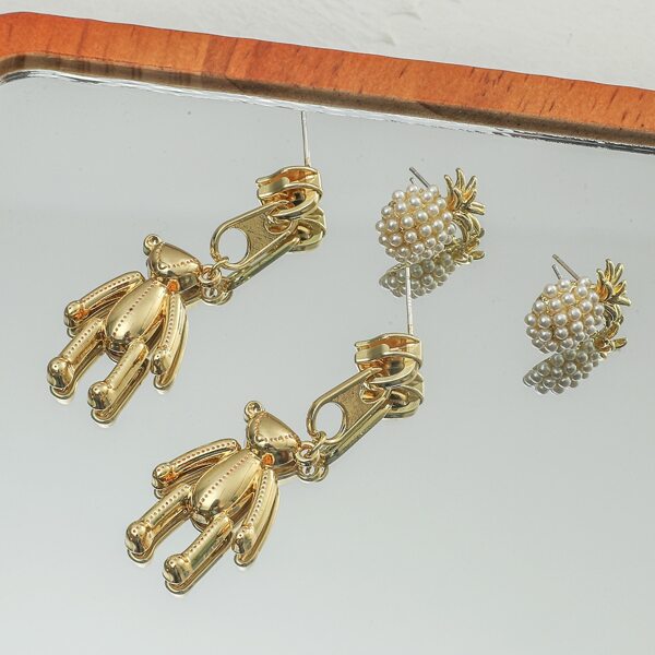 

2pairs Fruit Decor Earrings, Gold