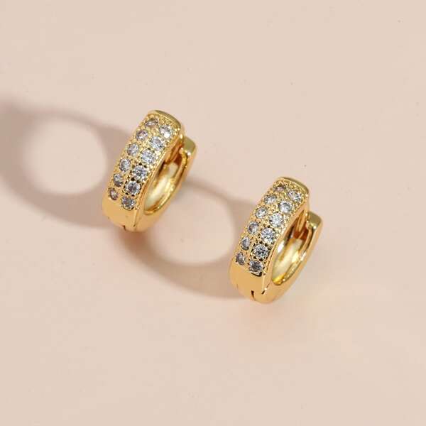 

Men Zircon Decor Earrings, Gold