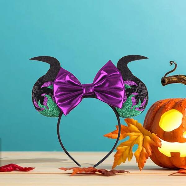 

1pc Halloween Bow Decor Headband, Purple
