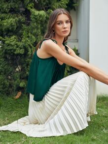 MOTF PREMIUM SILK FLOWY CAMI TOP - Dark Green - View 8