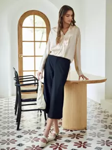 MOTF PREMIUM 100% SILK STRAIGHT FIT TOP - Apricot - View 1