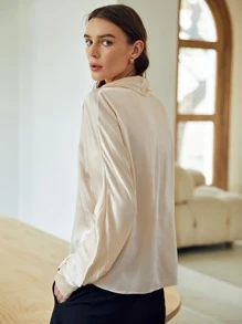 MOTF PREMIUM 100% SILK STRAIGHT FIT TOP - Apricot - View 2