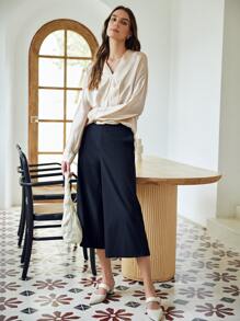 MOTF PREMIUM 100% SILK STRAIGHT FIT TOP - Apricot - View 6