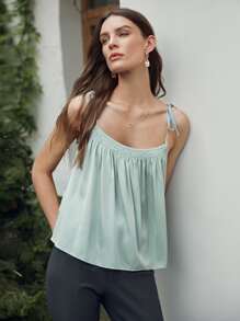 MOTF PREMIUM SILK FLOWY CAMI TOP - Mint Green - View 4