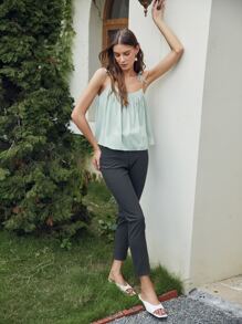 MOTF PREMIUM SILK FLOWY CAMI TOP - Mint Green - View 7