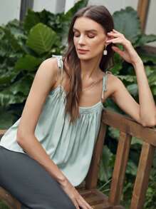 MOTF PREMIUM SILK FLOWY CAMI TOP - Mint Green - View 10
