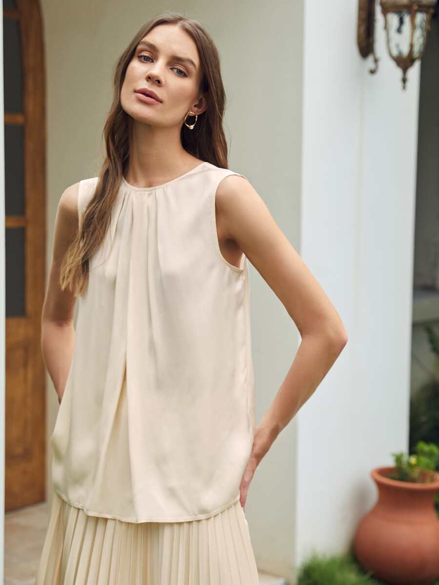 PREMIUM Top sedoso fruncido - Beis - Ver 1