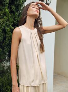 PREMIUM Top sedoso fruncido - Beis - Ver 3