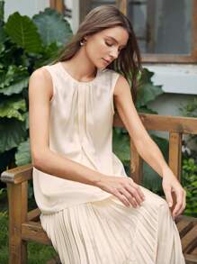 PREMIUM Top sedoso fruncido - Beis - Ver 7