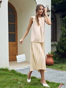 PREMIUM Top sedoso fruncido - Beis - Ver 9