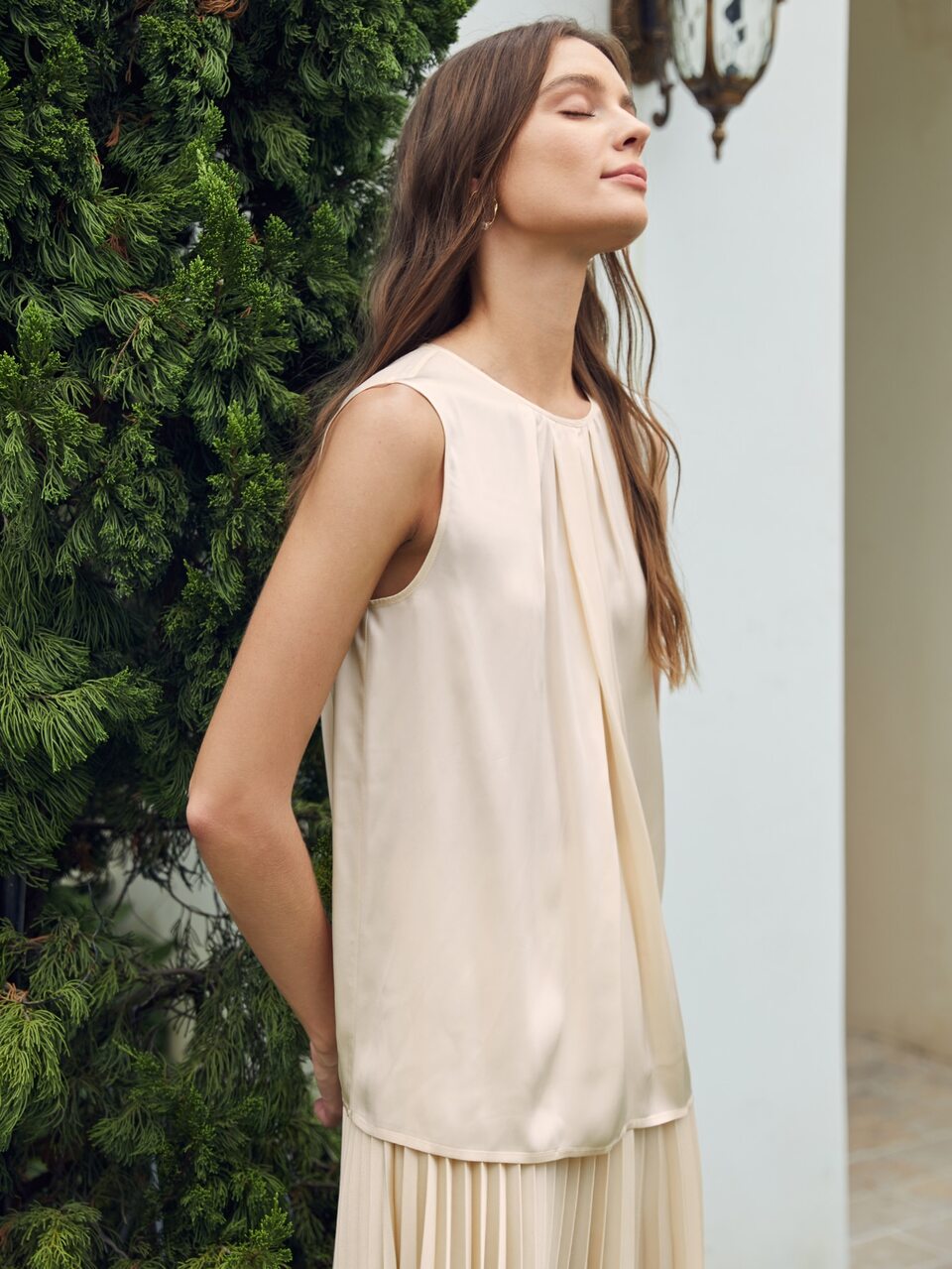 MULBERRY BLEND SILK GATHERED TOP