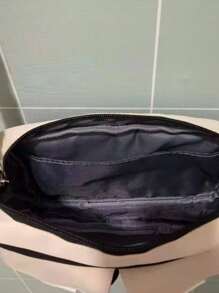 Bolso bandolera de nailon con decoración de dibujos animados de dos tonos, esencial para hombres, bolso escolar y universitario, portátil, bolso de hombro, bolso de lona casual con decoración de dibujos animados para viajes, deportes, regalos de Halloween, Navidad, Acción de Gracias, bolso de hombre de invierno, bolso de exterior, bolso de almacenamiento, bolso de mano, bolso de mensajero, mochila de senderismo de gran capacidad y multiusos, regalos casuales - Blanco y Negro - Ver 4