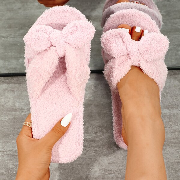 

Knot Detail Corduroy Home Slippers, Pink