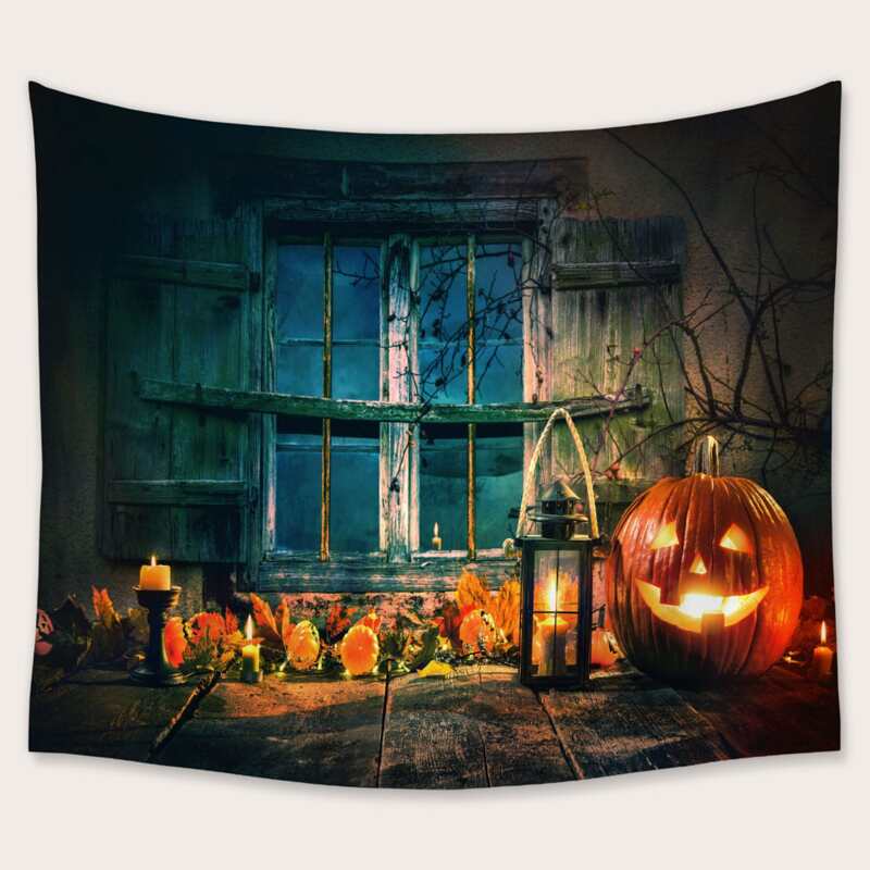 

Halloween Pumpkin Print Tapestry, Black and white