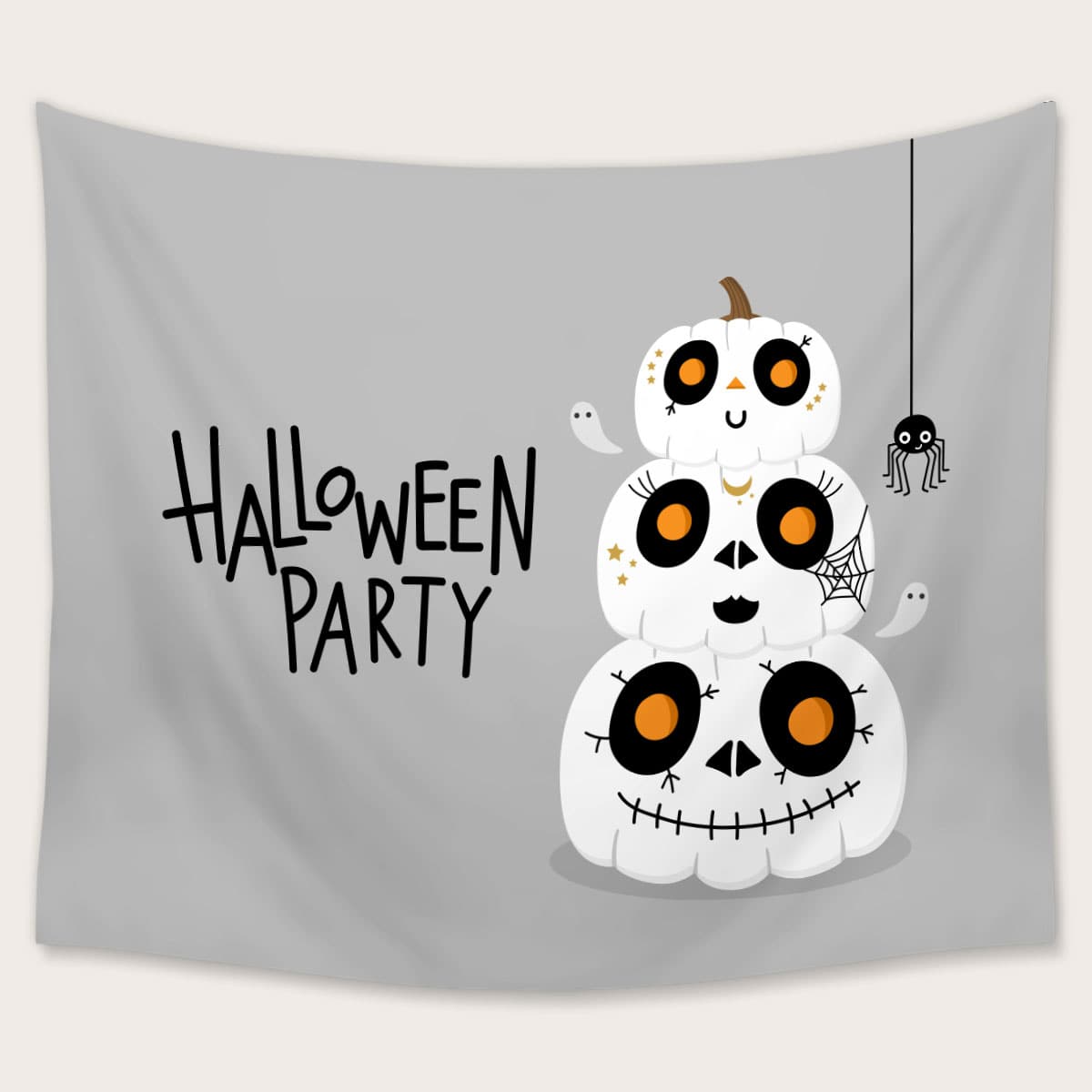 

Halloween Pumpkin Print Tapestry, Black and white