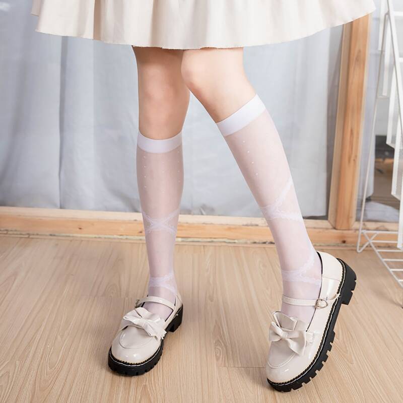 

Graphic Over The Calf Socks, White