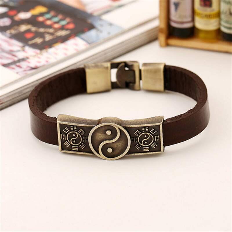 

Guys Yin & Yang Decor Bracelet, Brown