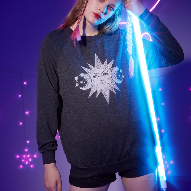 

Sun & Moon Graphic Sweatshirt, Black