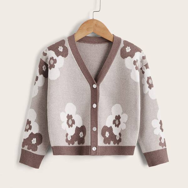 

Toddler Girls Floral Pattern Button Front Cardigan, Multicolor